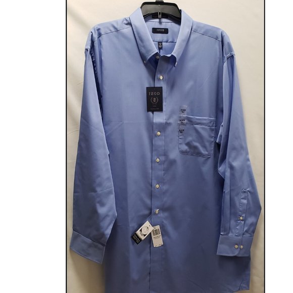 IZOD Men’s Blue Twill Dress Shirt 19 35/36 Tall NWT - Picture 2 of 10